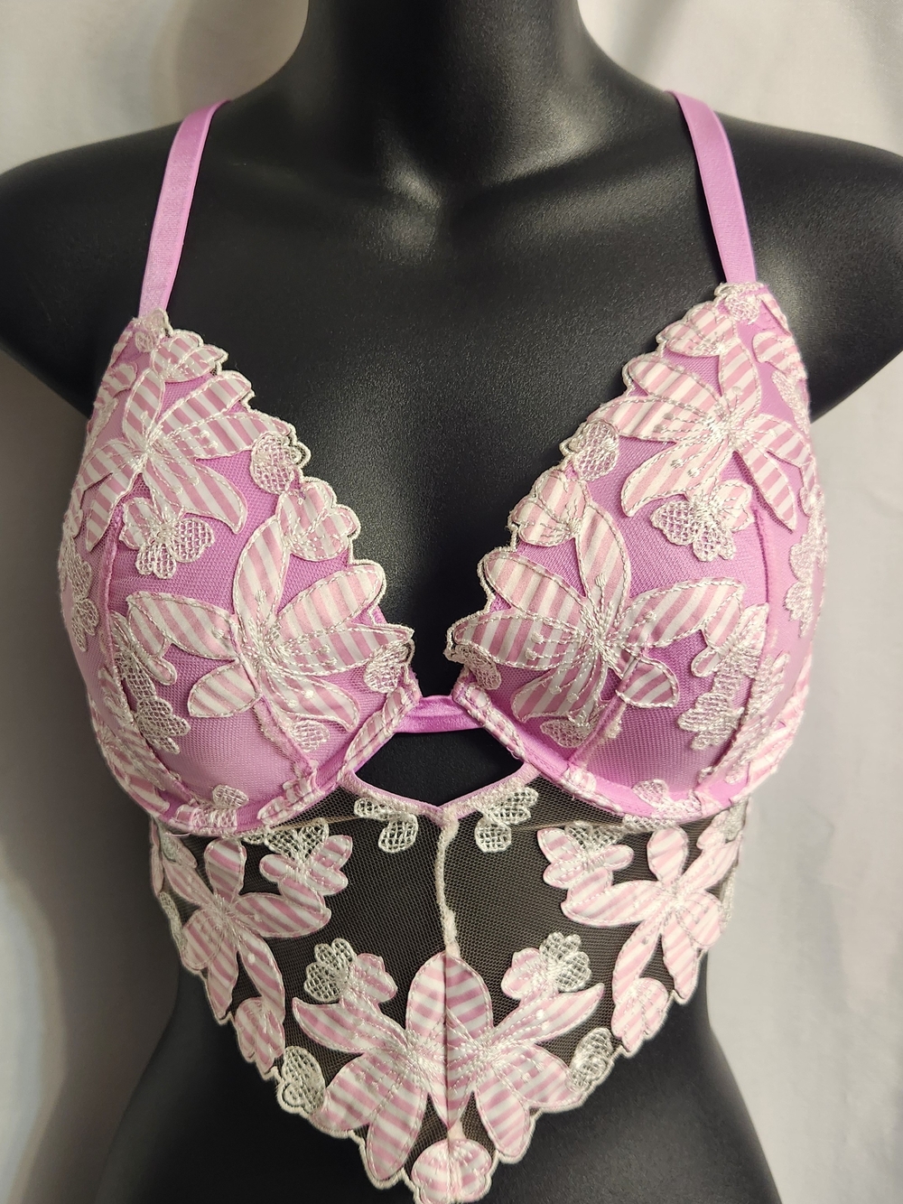 Victoria's Secret Pink Floral Embroidered Lace Bralette